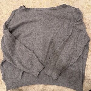 Gray Long Sleeve Women's Off the Shoulder Top